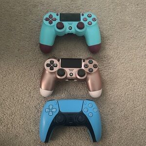 Playstation Wireless Gaming Controller Set - Turquoise, Rose Gold, and Blue